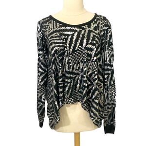 Preen by Thornton Bregazzi Long Sleeve Top Black Silver Avant Garde Artsy Size S